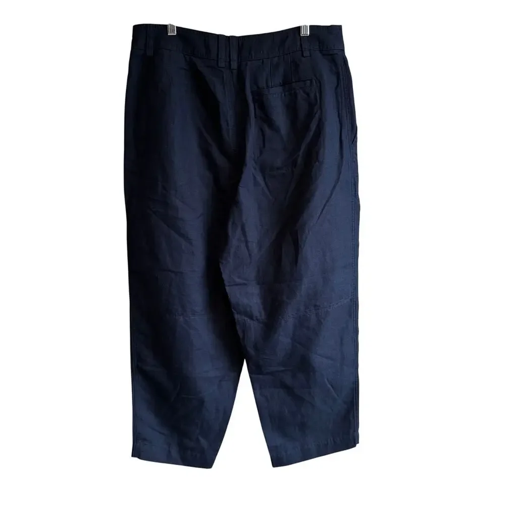 Banana Republic Mya Cotton Linen Cargo Pant Navy Blue 12